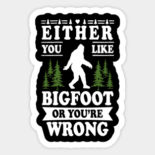 Either You Like Bigfoot Or You're Wrong Sticker